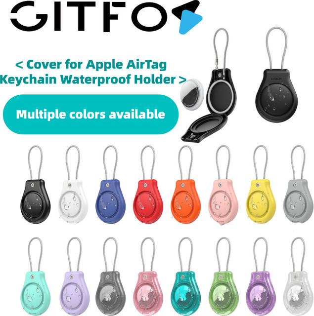 GITFOS Wasserdichte AirTag-Hülle mit Stahldrahtseil als Schlüsselanhängerhalter für Apple AirTags in Schwarz oder Blau - Bild 1