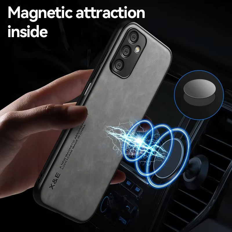 Magnetische Schutzhülle für Samsung Galaxy A16 5G A05 A05S A15 A25 A35 A55 A14 A34 A54 A53 A52S in Grau mit Auto-Halterung - Bild 2