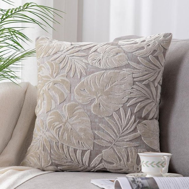 Dekorativer Ahornblatt Kissenbezug von JMG Clothing in Beige aus Schnittvelours, B/T/H: 45 x 45 cm - Bild 1