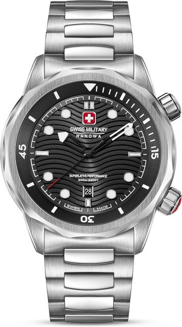 Swiss Military Hanowa Armbanduhr, Quarz, Edelstahl, Schwarz, 43 mm, Herren - Bild 1