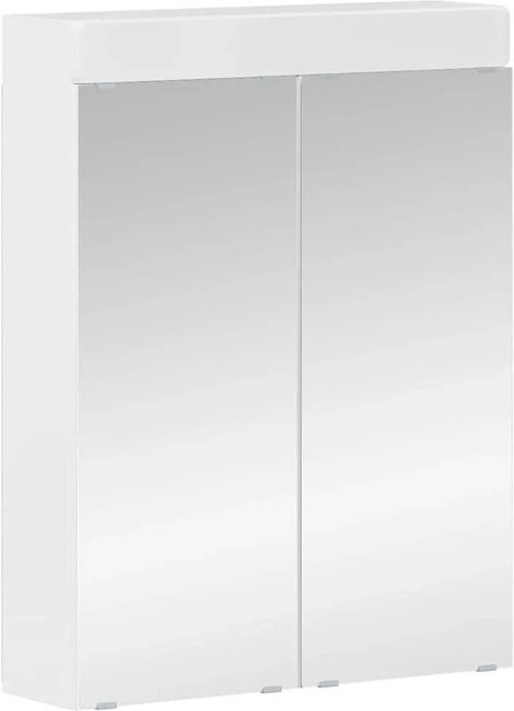 vidaXL Badezimmerspiegelschrank TULUM in Hochglanz Weiß, Wandmontage mit Spiegel und Regalböden, B/T/H: 60 x 16,5 x 78 cm - Bild 1