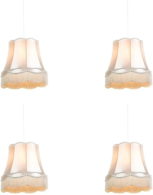 QAZQA Set mit 4 Retro Hängelampen aus Stoff in Beige, dimmbar, E27, Höhe: 45 cm - Bild 1