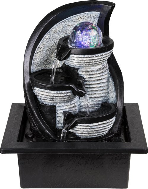 Globo LED-Zimmerbrunnen Albert Kugel in Grau aus Kunststoff, B/H/T: 18 x 26 x 17,5 cm - Bild 4