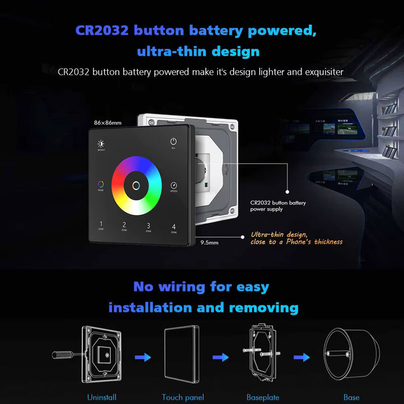 TUYA WiFi 5 in 1 LED Controller Kit mit Glas Wand Touch Panel RGBCCT Dimmer für DC 12V 24V - Bild 4
