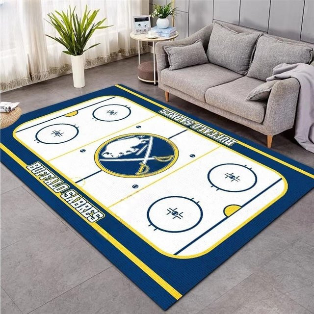 Karpetti Eishockey 3D Teppich, blau, rutschfest und maschinenwaschbar, B/T: 120 x 160 cm - Bild 1