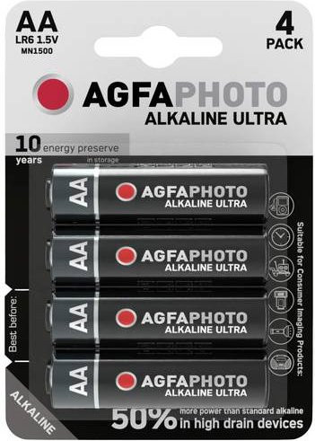AgfaPhoto Ultra LR6 Mignon AA Batterie Alkali-Mangan 1.5V, 4 Stück, Multicolor - Bild 1
