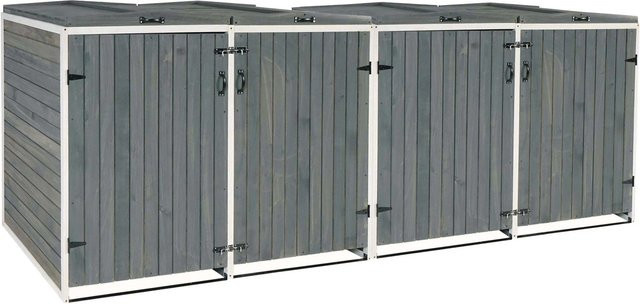 Proregal XL Mülltonnenverkleidung aus Tannenholz für 4 bis 8 Mülltonnen, Farbe: Grau-Weiß, H x B x T: 126 x 316 x 98 cm - Bild 1