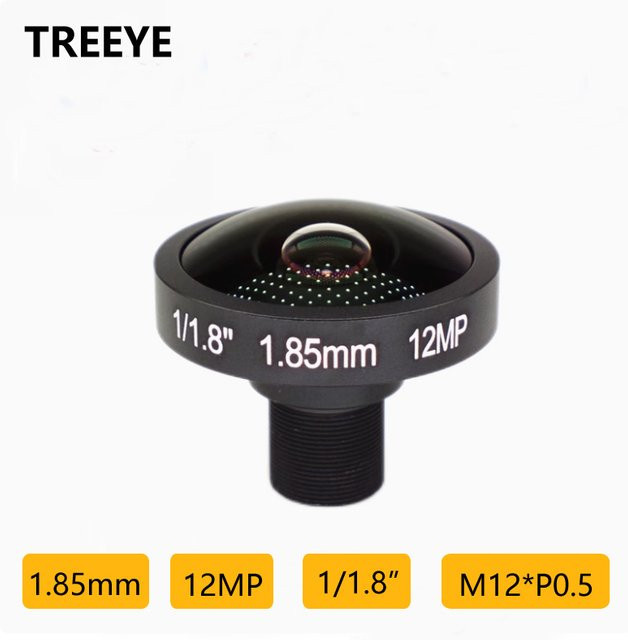 TREEYE M12 Fisheye Objektiv 4K 12MP 1,85mm Schwarz für CCTV Video Überwachung Drohnen und Action Kameras - Bild 1