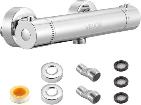VEVOR Thermostat-Duscharmatur aus Messing mit 38 °C Sicherheitssperre in Chrom/Silber - Bild 1