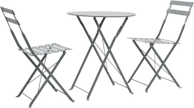 Furnicato 3-tlg Bistro-Set aus lackiertem Stahl in Grau - Bild 1
