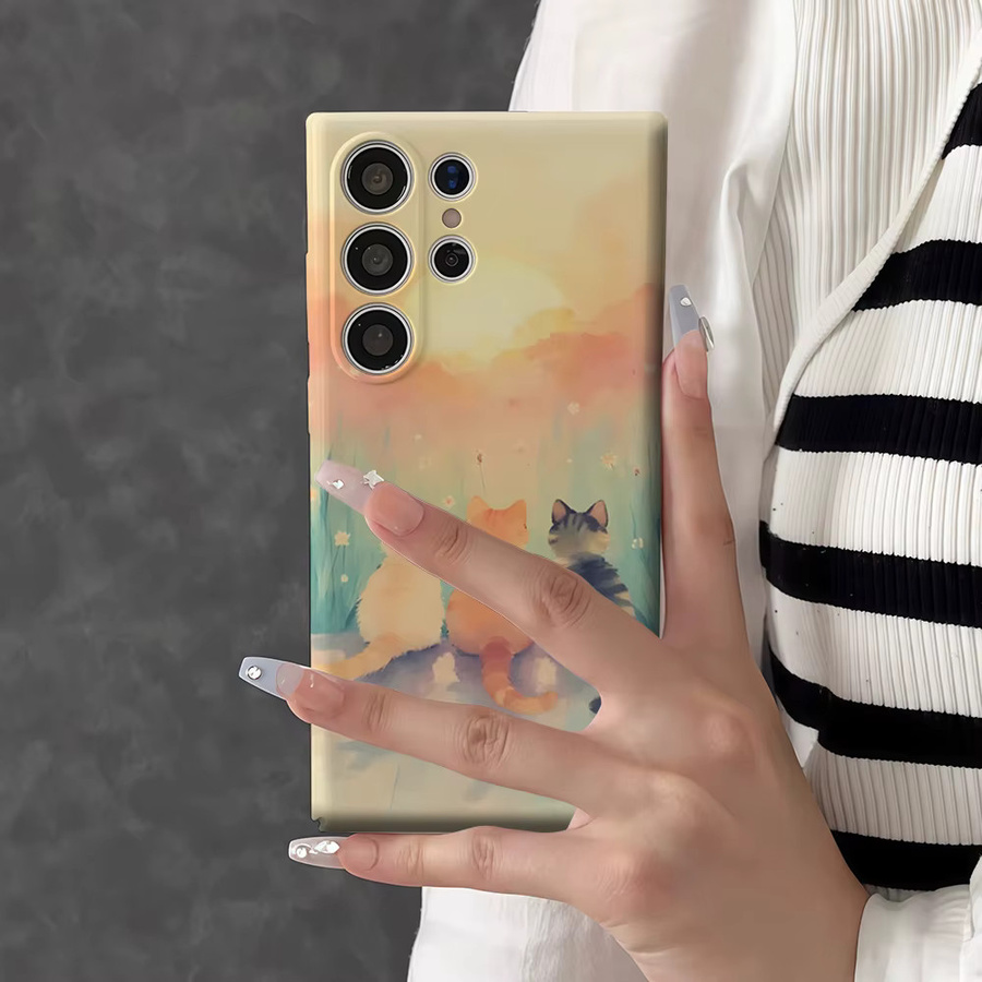 Stoßfeste Doppelschicht Handyhülle Sonnenuntergang Katzen-Trio für Samsung Galaxy S26 S25 S24 S23 Ultra Plus in Multicolour - Bild 5