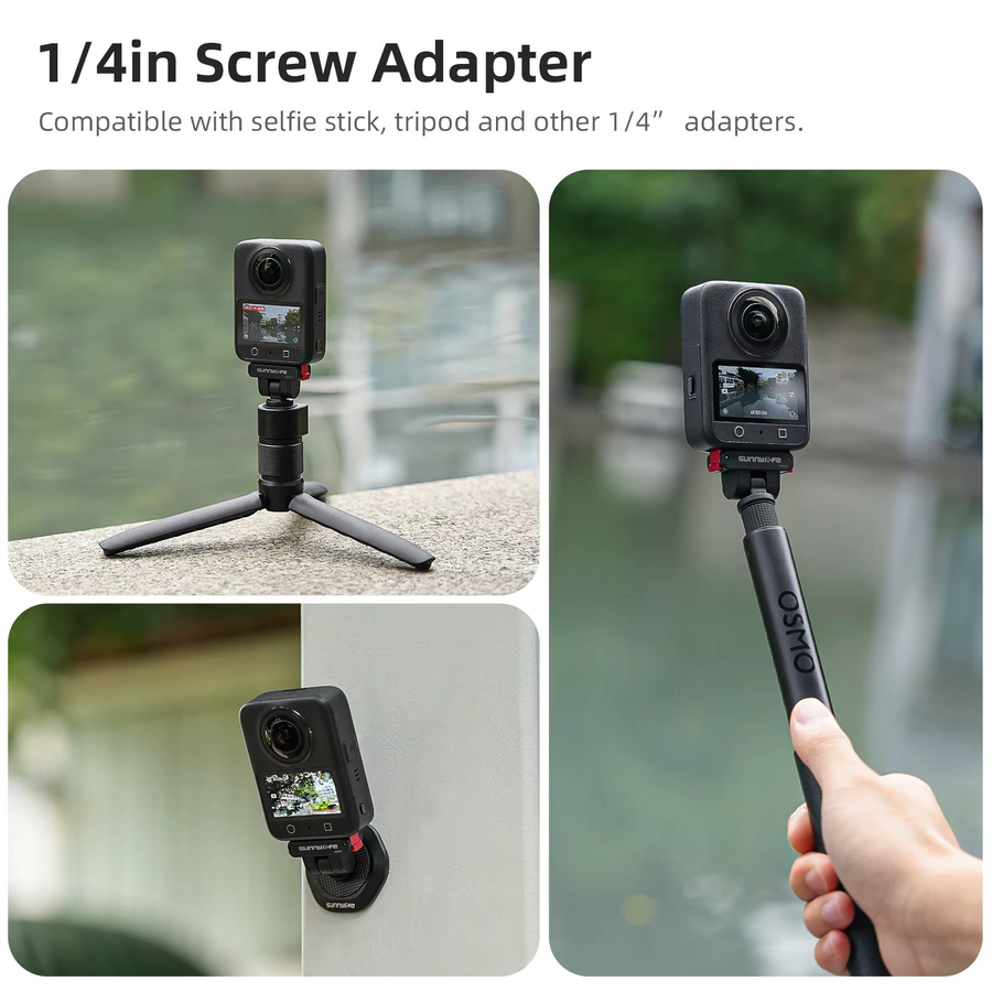 Magnetischer Adapter für DJI OSMO Action 5 Pro, 4, 3, 360 und Nano Schnellwechselhalterung mit 1/4 Zoll Schraubenerweiterung in Schwarz - Bild 5