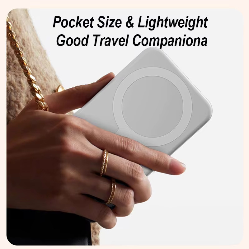 Noya raye Magnetische Power Bank mit 1000 mAh Kapazität, 20 W Schnellladung und USB-C-Kabel in Blau, Ultra Slim - Bild 4