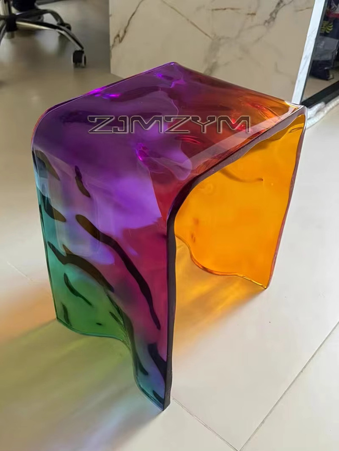 ZJMZYM Transparenter Badezimmer-Waschtischstuhl aus Kunststoff in Mehrfarbig, Moderner Kunststoffhocker für Dusche und Wohnzimmer - Bild 4