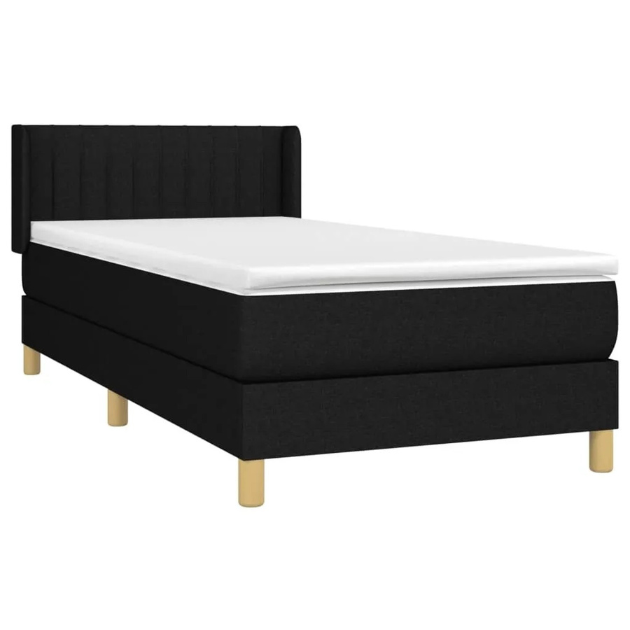 vidaXL Boxspringbett Hybrid mit Matratze und Taschenfederkern, Schwarz, B/T/H: 90 x 193 x 78 cm - Bild 2