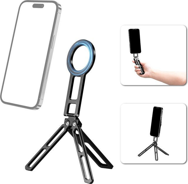 FANAUE Magnetischer Handyhalter aus Metall für MagSafe, multifunktional für Desktop mit horizontaler und vertikaler Ausrichtung, Schwarz - Bild 1