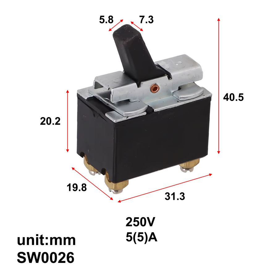 Vibratite Druckschalter SW0026 für Winkelschleifer in Schwarz, AC250V 5A - Bild 6