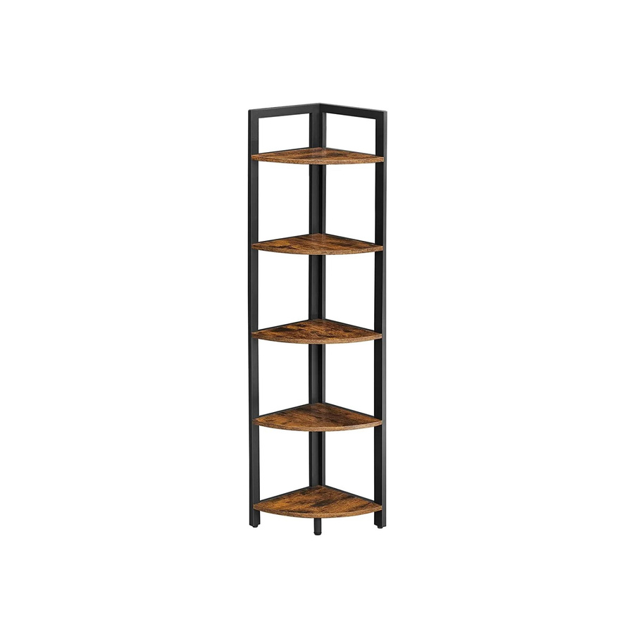 Vasagle Eckregal mit 5 Ablagen in Braun-Schwarz, B/T/H: 30 x 30 x 150 cm - Bild 2