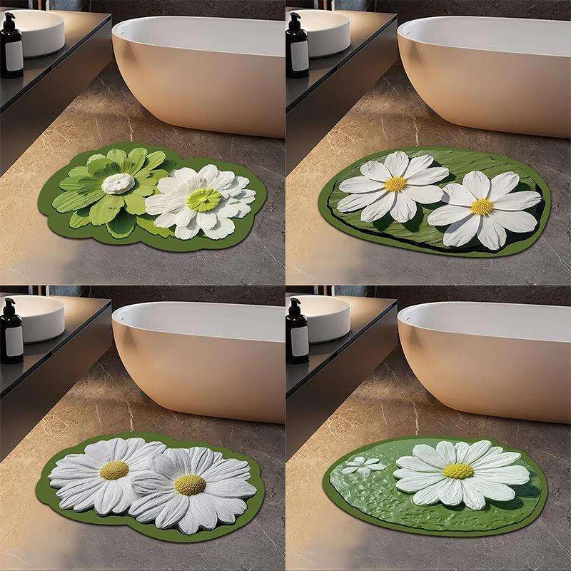 Rutschfeste Badezimmer-Bodenmatte von Yiran Furniture mit Blumenmuster, saugfähig und schnelltrocknend, B/B: 40 x 60 cm, Mehrfarbig - Bild 3