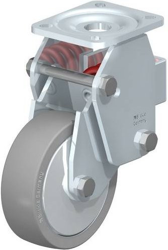 Blickle BHF-ALTH 125K-1-AS-FA Bockrolle gefedert in Silber/Grau mit 125 mm Rad-Durchmesser und 350 kg Tragfähigkeit - Bild 1