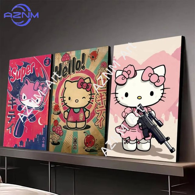 KAYOU Sanrio Hello Kitty Wandtattoo Selbstklebend Multicolour Modernes Poster für deine Heim-Deko - Bild 1