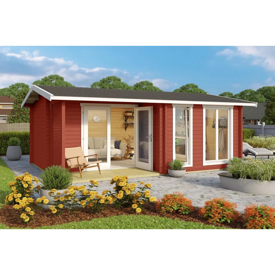 Lasita Gartenhaus Brighton 44 aus Holz mit Satteldach in Rot, B/T/H: 580 x 370 x 251 cm - Bild 2