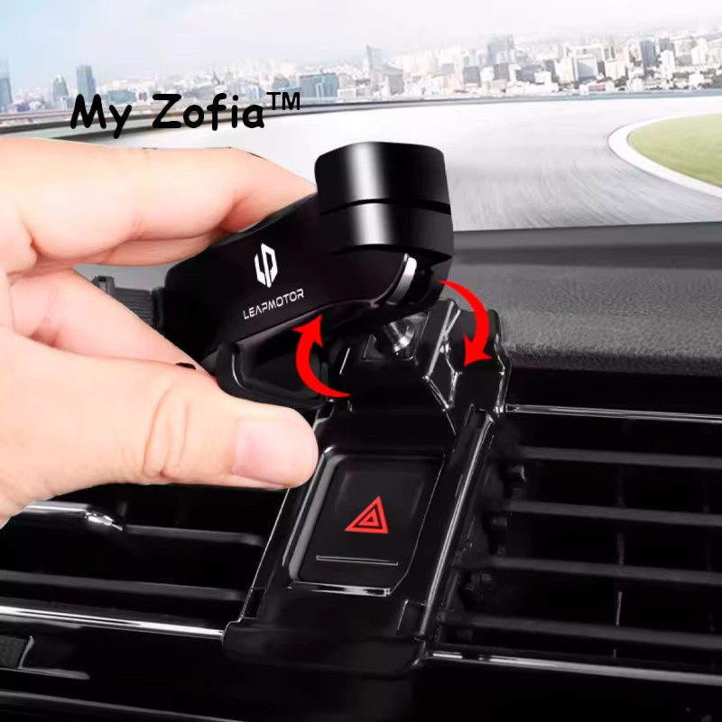 Einstellbare Auto Telefon Halterung für Leapmotor T03 (2023-2025) in Schwarz mit Schwerkraft-Mechanismus und drehbarer Navigation-Unterstützung - Bild 4