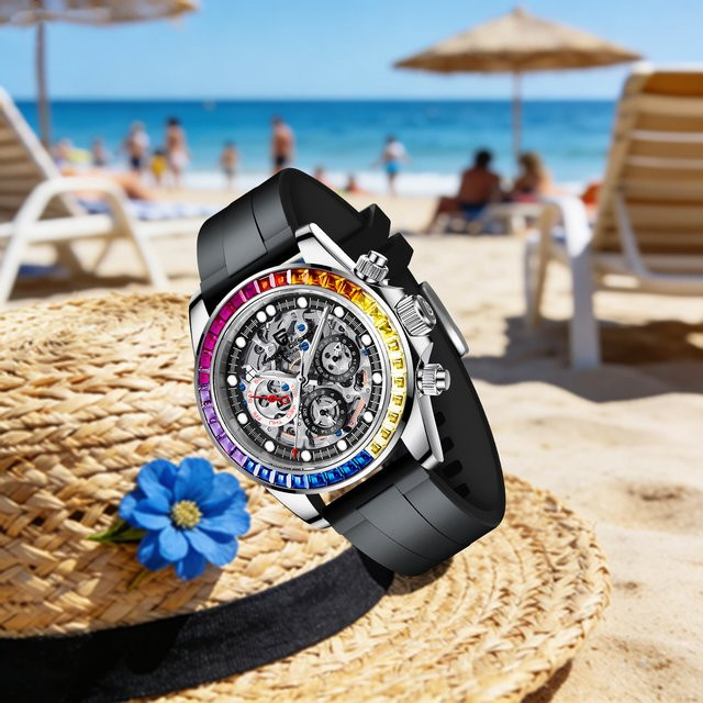 PAGANI DESIGN Armbanduhr Automatik, Edelstahl, Kautschuk, Schwarz, Herren - Bild 1