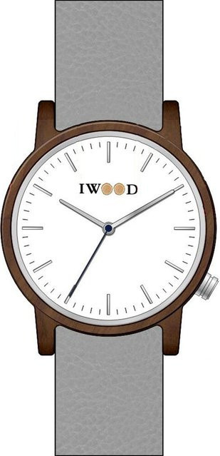 Iwood Herrenuhr, Quarz, Holz, 40 mm, Leder, Weiß - Bild 1