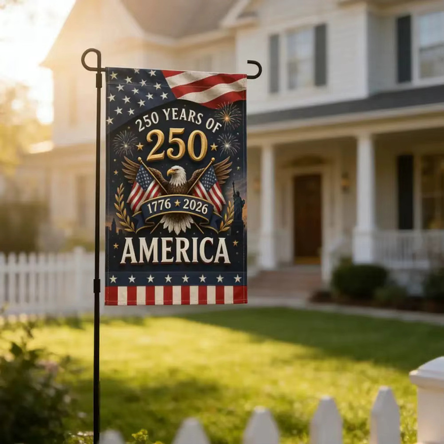OURFETE USA 250-Jahre Jubiläums-Gartenflagge 1776-2026, Patriotisches Gartenschild Outdoor-Banner Doppelseitig Wasserdicht, Multicolor - Bild 4
