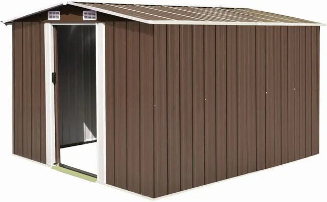 vidaXL Gerätehaus aus verzinktem Stahl in Braun, B/T/H: 257 x 298 x 178 cm - Bild 1
