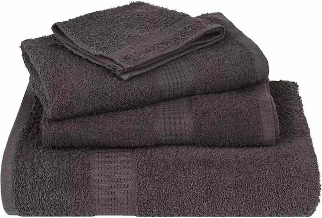 vidaXL Handtuch-Set 10 Stück aus 100% Baumwolle in Anthrazit, B/L: 50 x 100 cm, 360 g/m² - Bild 1