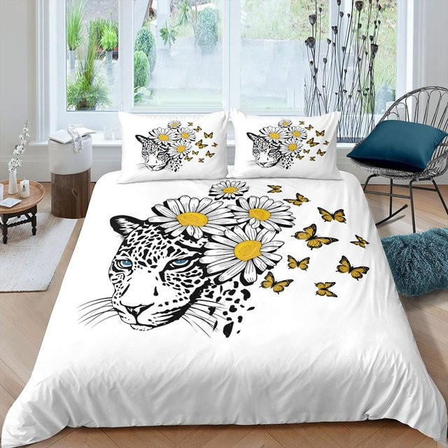 Bettwäsche-Set mit gelben Gänseblümchen von Binchi Outdoor Product für Kinder, bestehend aus Bettbezug und Kissenbezug, Farbe Gelb-Weiß, B/H: 135 x 200 cm - Bild 1