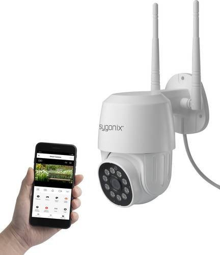 Sygonix PTZ WLAN IP Überwachungskamera SY-4760960 in Weiß mit 1920 x 1080 Pixel Auflösung und LAN/WLAN Anschluss - Bild 1