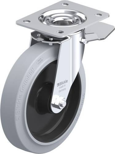 Blickle Lenkrolle LE-POEV 200XR-ST-SG mit Feststeller, Rad-Durchmesser: 200 mm, Tragfähigkeit: 300 kg, Farbe: Grau/Schwarz/Blau - Bild 1