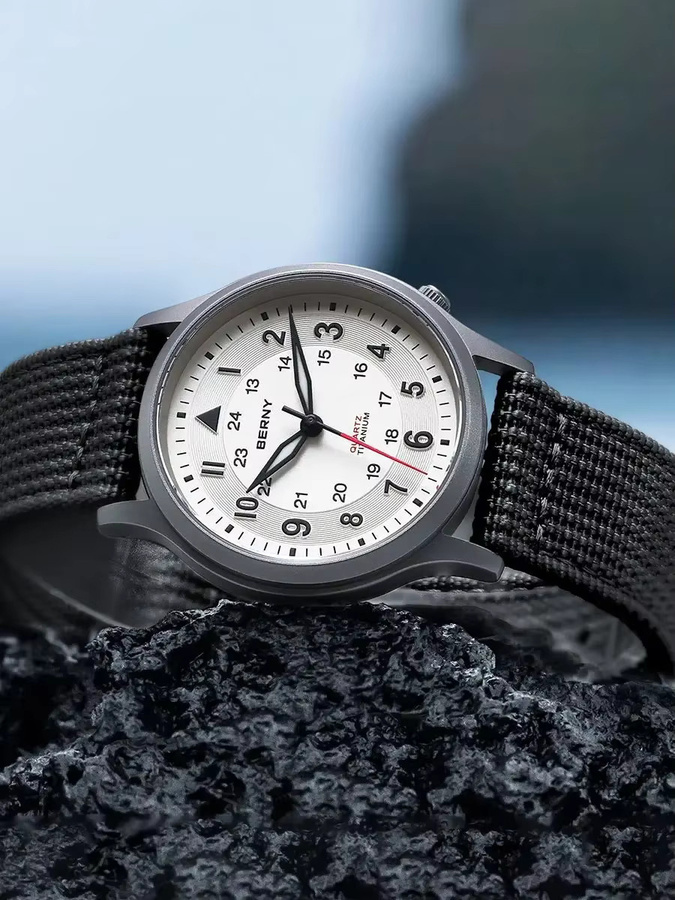BERNY Armbanduhr Titan, Quarz, Textil/NATO, Herren, 5 ATM - Bild 7