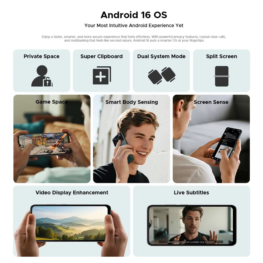 DOOGEE Note56 Pro Smartphone mit Android 16, 6,56 Zoll 90 Hz Display, 128 GB Speicher, NFC und 6150 mAh Akku, Globale Version - Bild 3