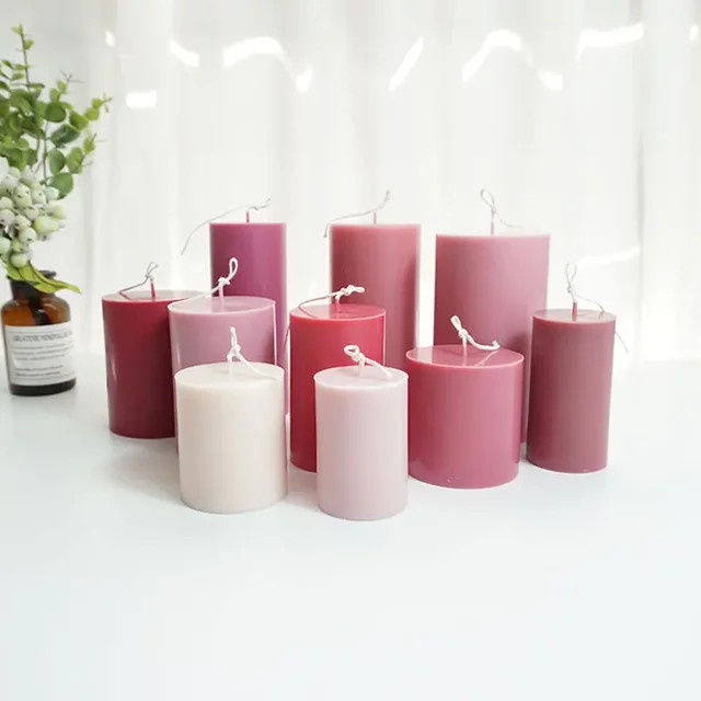 Zylindrische Kerzenform aus Acryl für DIY Säulenkerzen in Pink - Bild 1