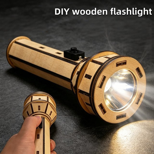 soulbao Holz-DIY-Taschenlampen-Puzzle-Set, Holz - Bild 1