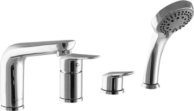 PaulGurkes 4-Loch Wannenrandarmatur Einhandmischer mit Duschset aus Messing in Chrom - Bild 1