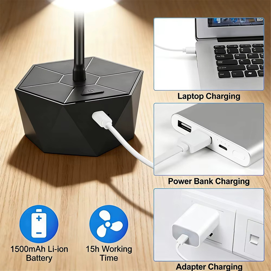 ARTOFUL Mini USB-Ventilator zum Insektenabwehren, tragbarer und wiederaufladbarer Ventilator in Schwarz, Höhe: 26,5 cm, Breite: 11,0 cm - Bild 4