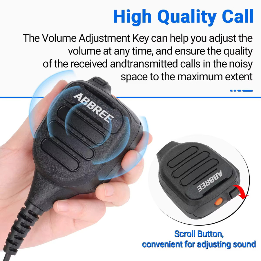 Abbree AR-850 Handfunkgerät Schultermikrofon mit einstellbarem Lautsprecher in Schwarz für Baofeng UV-5R UV-13 Pro UV-16 - Bild 2