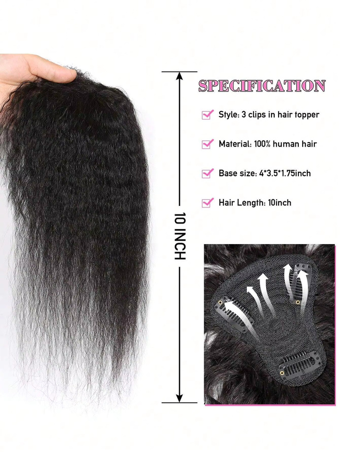YYONG Echthaar Topper, gerade, schwarz, mit Pony, Damen - Bild 4