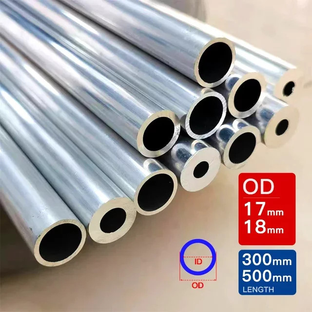 2 Stück Aluminiumrohr aus 6063 Aluminium, Farbe: Silber, Durchmesser: 17 mm bis 18 mm, Länge: 300 mm bis 500 mm - Bild 1
