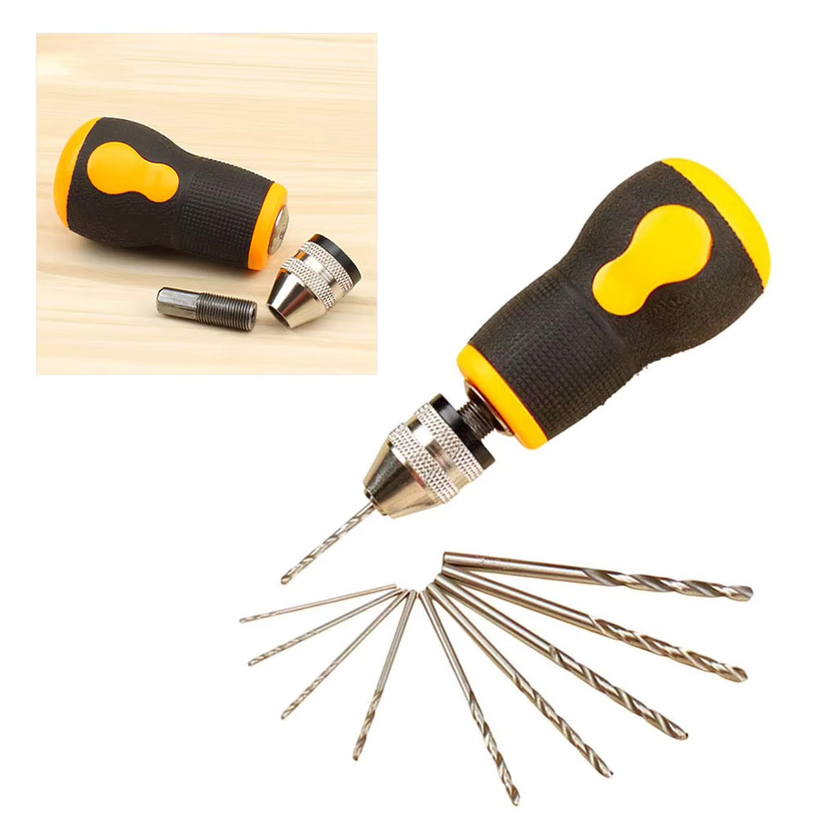 DAZZLEEX Schnellspannbohrfutter 0,6–6 mm für Handbohrmaschinen und DIY-Werkzeuge mit HSS Stahl Spiralbohrer in Gelb - Bild 1