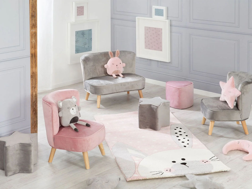 Roba Kindersessel in Grau mit Retro-Look aus Samt und Birkenholz, B/H/T: 44 x 48 x 50 cm - Bild 2