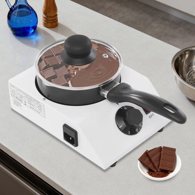 BYMAOCAR Elektrischer Schokoladenschmelzer aus Aluminiumkeramik, Temperiergerät mit einstellbarer Temperatur von 30–85 °C, 1 kg, Schwarz oder Weiß - Bild 1