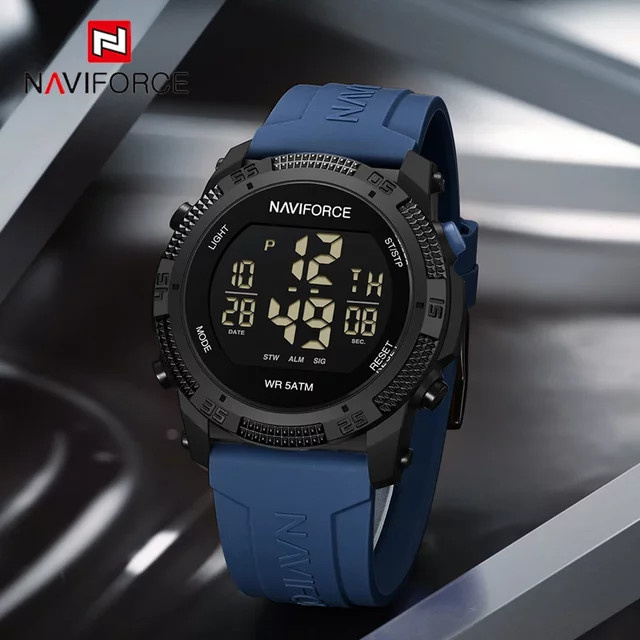 NAVIFORCE Digitaluhr, Herren, Schwarz, Silikonarmband, Datum, Alarm - Bild 1