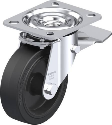 Blickle L-POEV 100G-ST Lenkrolle mit Feststeller, Rad-Durchmesser: 100 mm, Tragfähigkeit: 200 kg, Farbe: Schwarz/Silber - Bild 1
