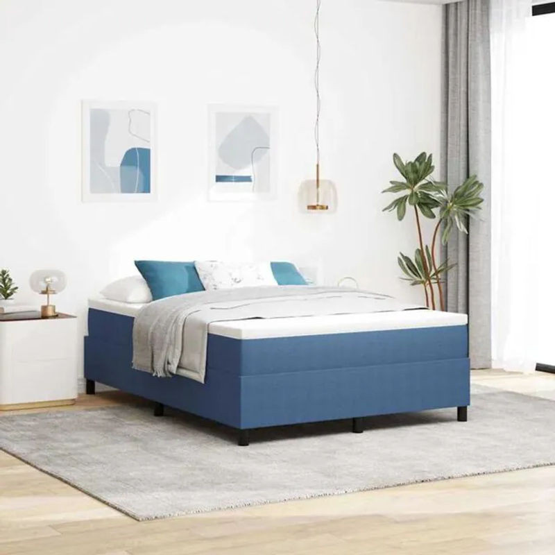 Modernes Boxspringbett von VIDAXL in Blau mit Cordstoff, B/T: 140 x 200 cm - Bild 1